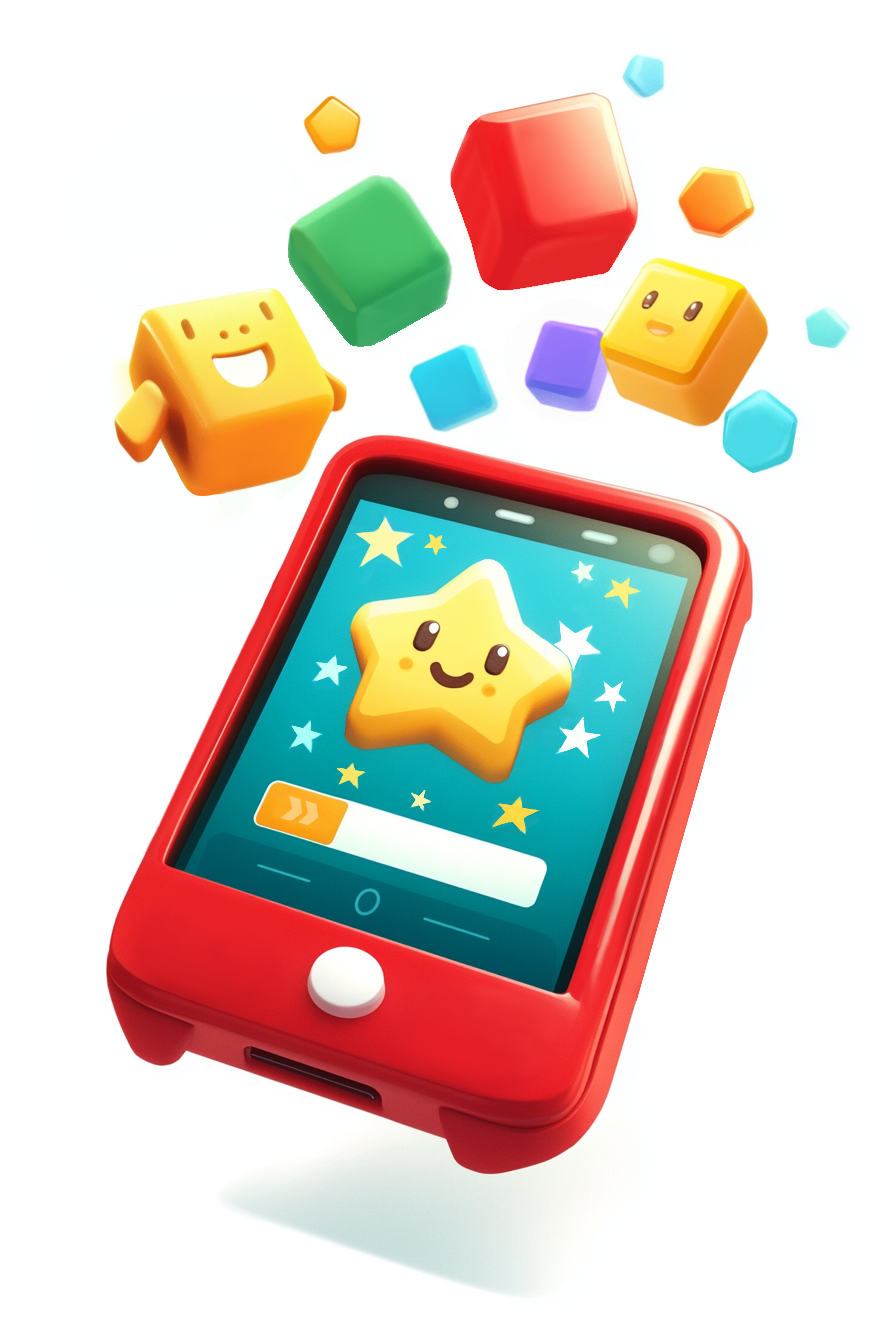 Image of a cute star in a mobile phone